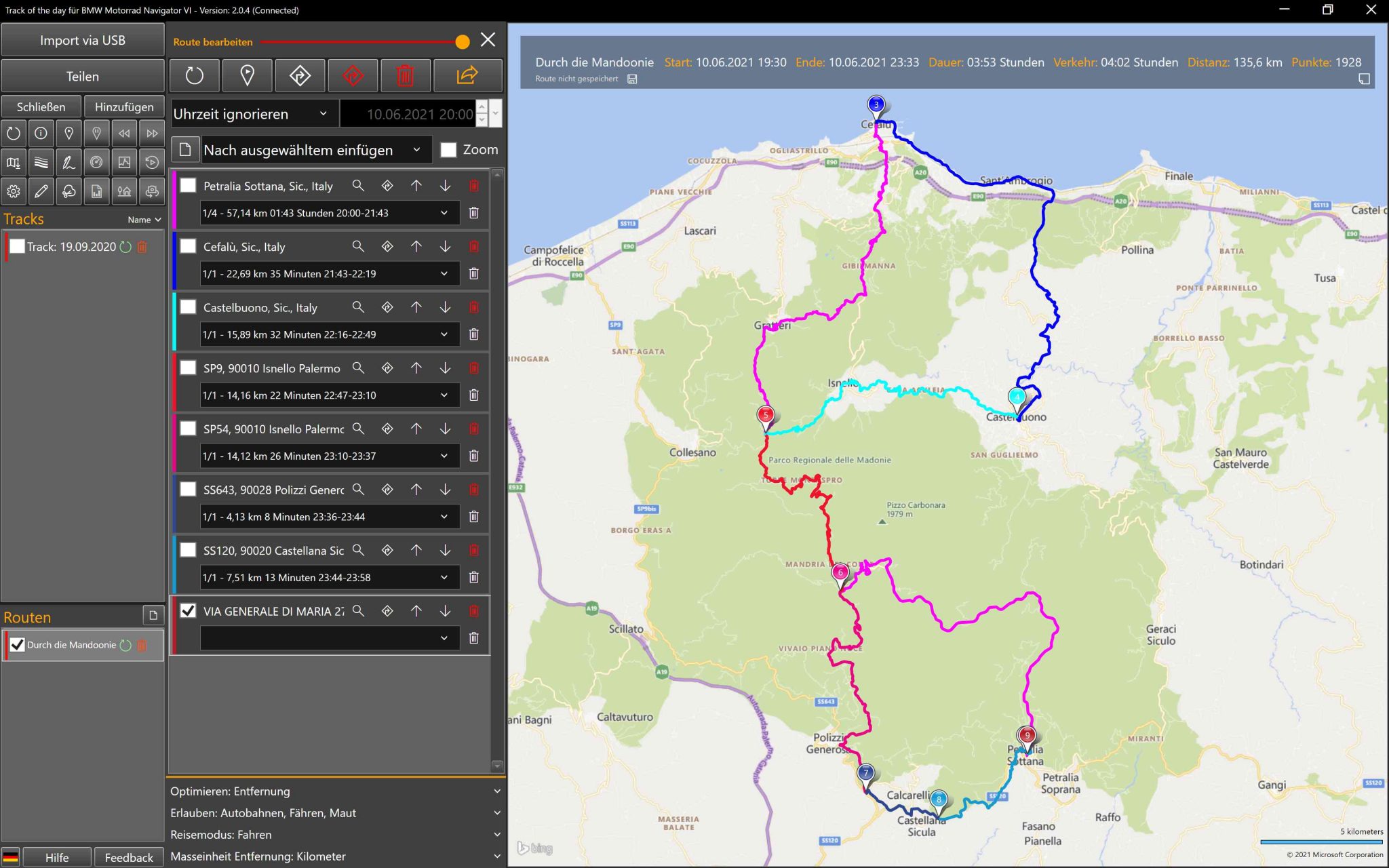 Routenplanung mit Version 2.0 – Track of the day