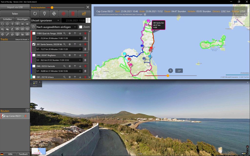 Routenplanung mit Google Streetview und Routing-Overlays